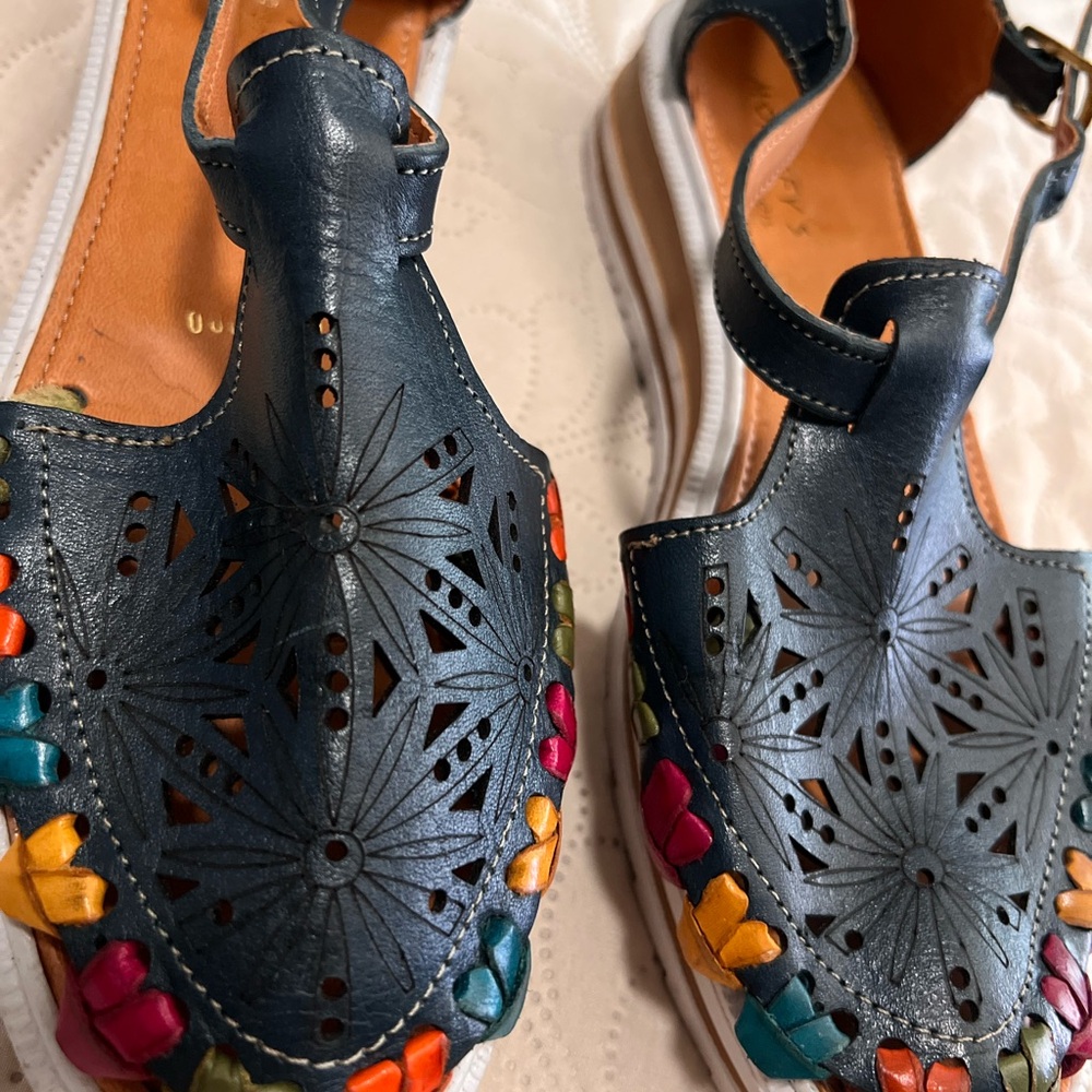 MONSE Blue Sandals with Unique Cutout Design